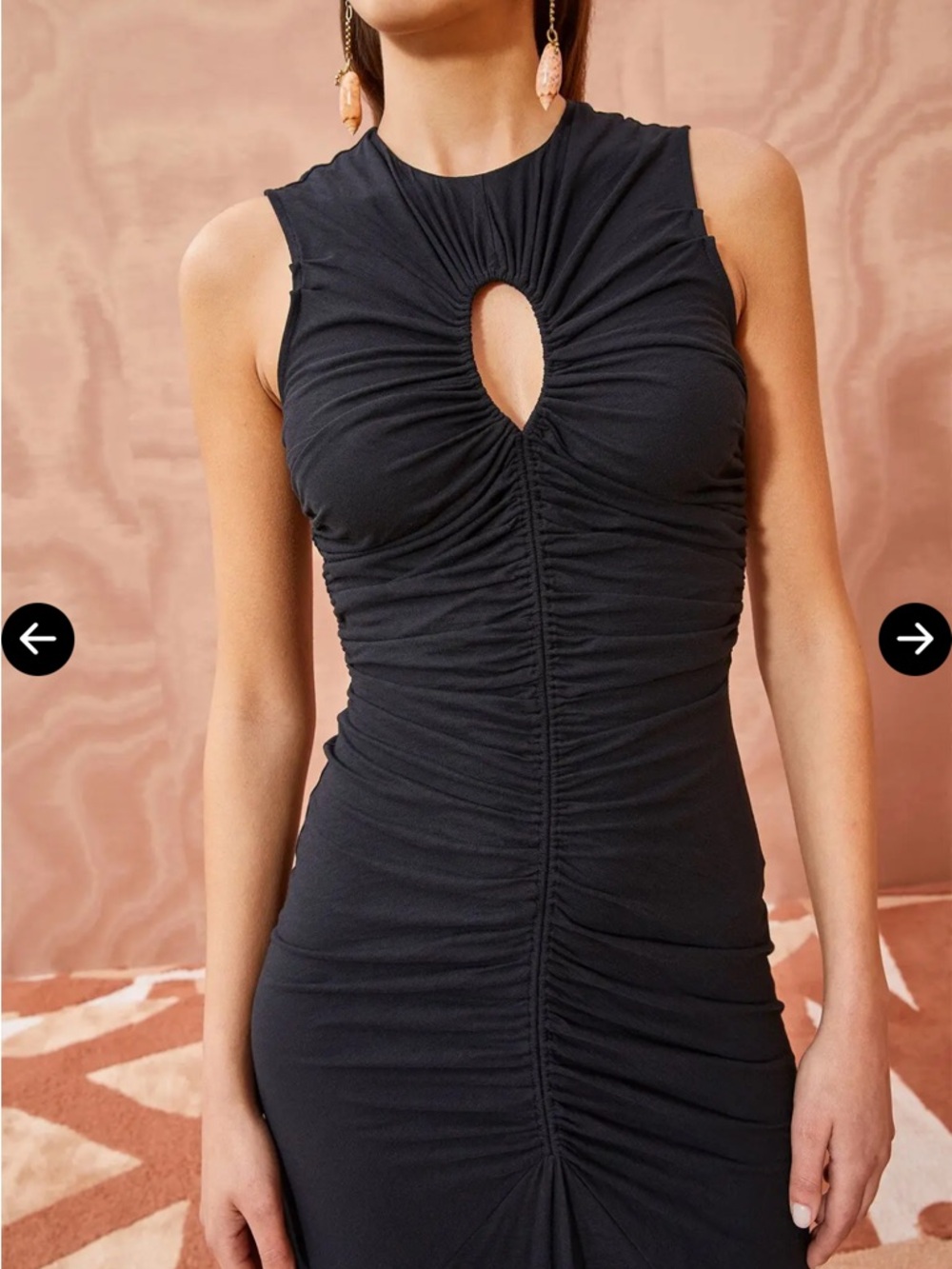 NWT Free People Beach Black Keyhole Ruched Sleeveless Dress XS